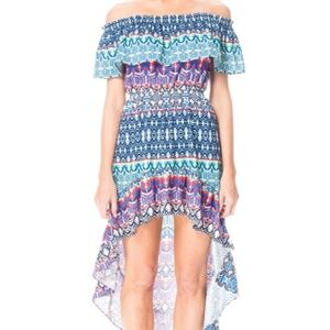 Devlin Carrie Off-The-Shoulder Hi-Lo Dress Boho